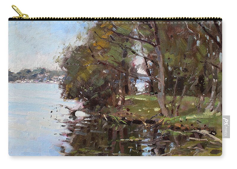 Marines Memorial Park Zip Pouch featuring the painting Marines Memorial Park by Ylli Haruni