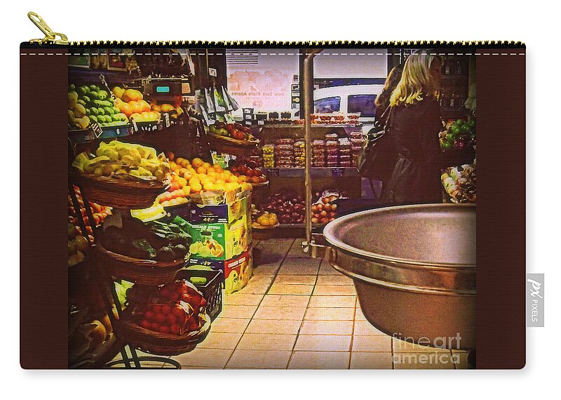 Fruitstand Zip Pouch featuring the photograph Market with Bronze Scale by Miriam Danar