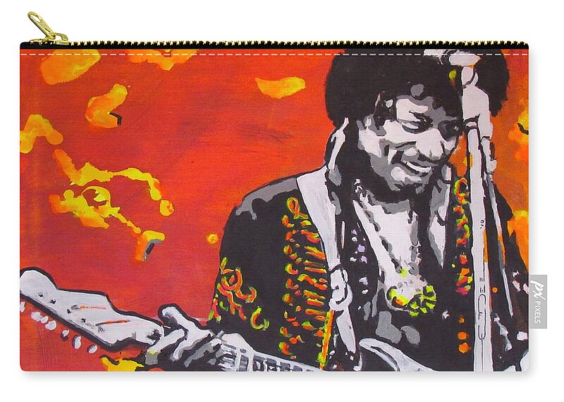 Jimi Hendrix Zip Pouch featuring the painting Marmalade Skies by Eric Dee