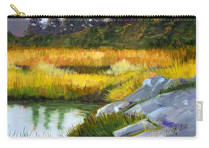 Oregon Zip Pouch featuring the painting Marsh by Nancy Merkle