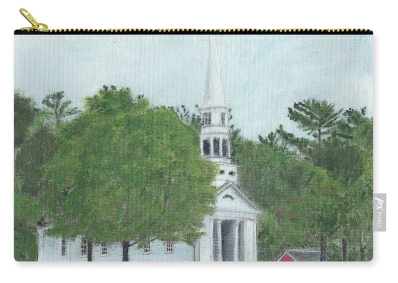 Green Zip Pouch featuring the painting Martha Mary Chapel by Cliff Wilson