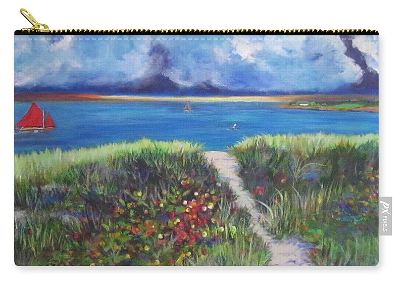 Boats Zip Pouch featuring the painting Marthas State Beach by Anne Marie Brown
