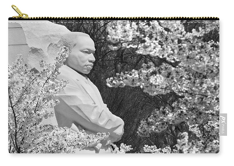 Landmarks Zip Pouch featuring the photograph Martin Luther King Memorial through the Blossoms by Mike McGlothlen