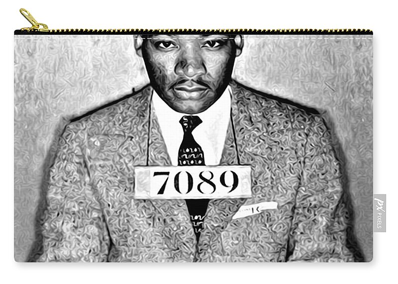 Martin Luther King Mugshot Zip Pouch featuring the photograph Martin Luther King Mugshot by Digital Reproductions