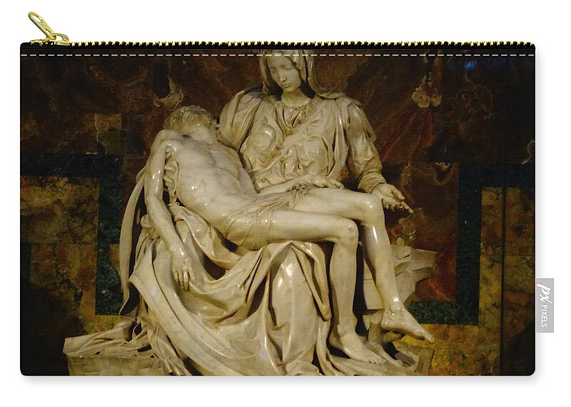 Jesus Zip Pouch featuring the photograph Michaelangelo's Pieta by Alan Lakin