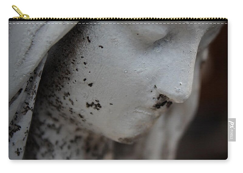 Black And White Zip Pouch featuring the photograph Mary in the Garden by Lynn Sprowl