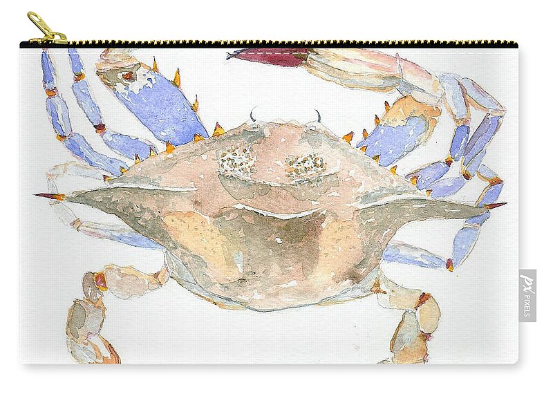 Crab Zip Pouch featuring the painting Maryland Crab by Anne Marie Brown
