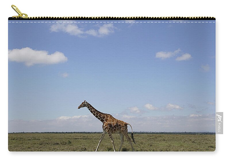 Hiroya Minakuchi Zip Pouch featuring the photograph Masai Giraffe On Savanna Masai Mara by Hiroya Minakuchi