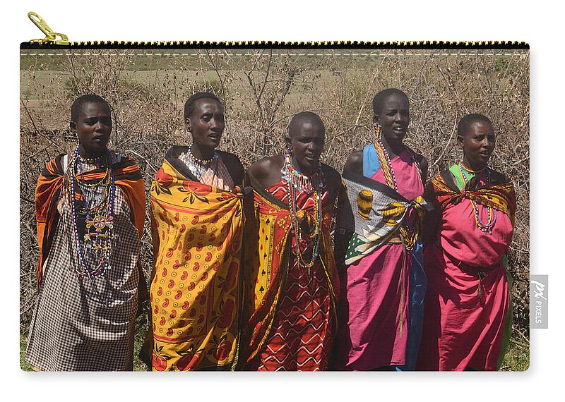 Colorful Zip Pouch featuring the photograph Masai Women Chorus by Tom Wurl