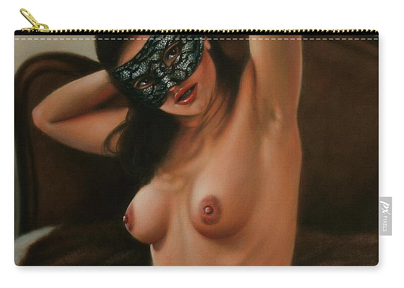 Paintings Zip Pouch featuring the painting Masquerade II by John Silver