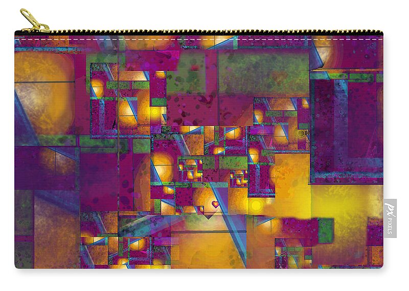 Maze Of The Heart Zip Pouch featuring the digital art Maze of the Heart by Carol Jacobs