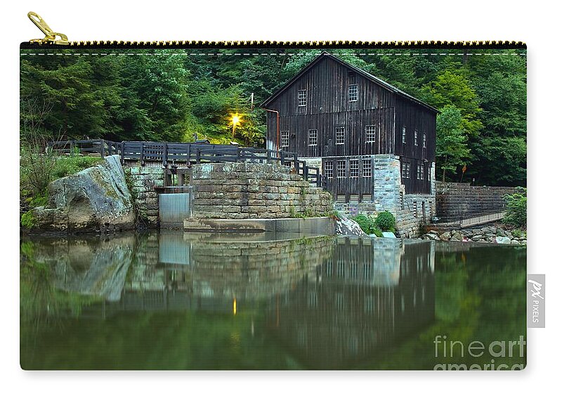 Mcconnells Mill State Park Zip Pouch featuring the photograph McConnells Mill Landscape Reflections by Adam Jewell