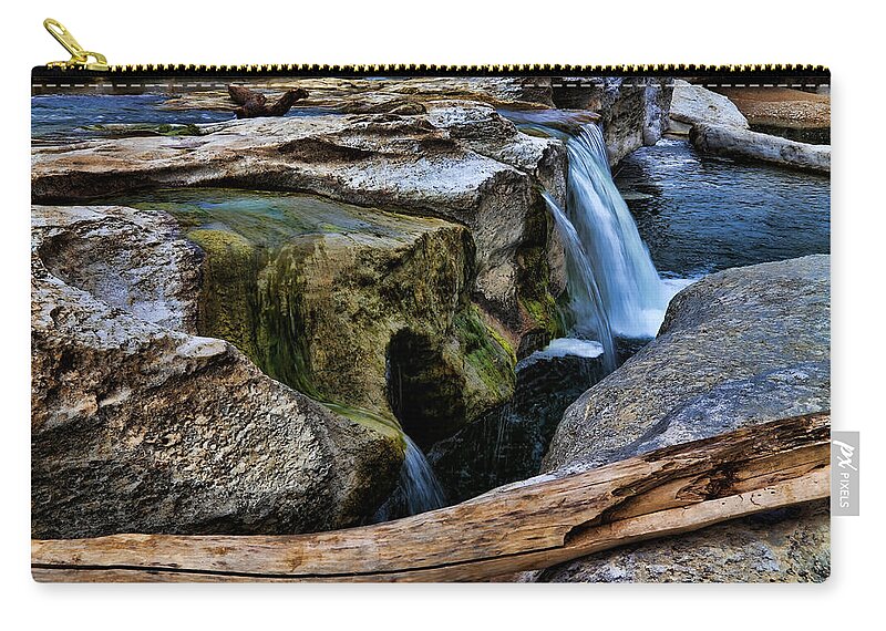 Mckinney Falls State Park Zip Pouch featuring the photograph McKinney Falls State Park-Lower Falls 2 by Judy Vincent