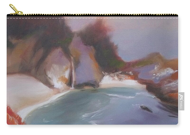 Big Sur Zip Pouch featuring the painting McWay Falls by Mary Hubley
