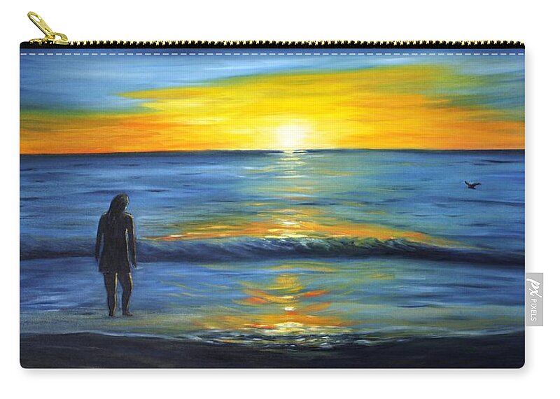 Sunset Zip Pouch featuring the painting Me and my Sunset by Donna Muller