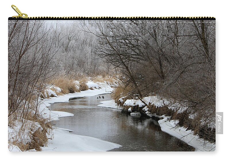 Winter Zip Pouch featuring the photograph Meandering Geese by Debbie Hart