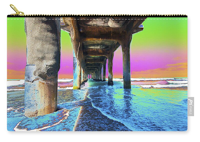 Manhattan Beach Zip Pouch featuring the photograph Meet Me at the Rainbow's End by Joe Schofield