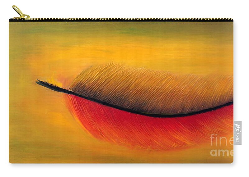Feather Painting Zip Pouch featuring the painting Melody by Preethi Mathialagan