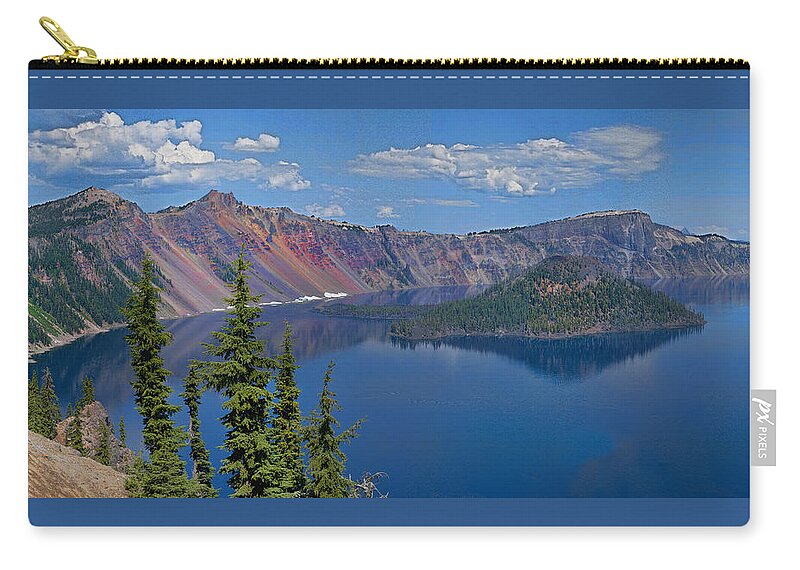 Memories Of Crater Lake Zip Pouch featuring the digital art Memories of Crater Lake by Daniel Hebard