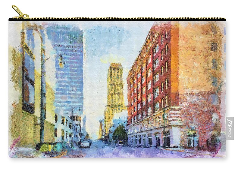 Memphis Zip Pouch featuring the painting Memphis City Street by Barry Jones