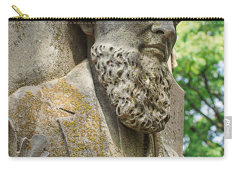 Stone Zip Pouch featuring the photograph Memphis Elmwood Cemetery - Resting on His Laurels by Jon Woodhams