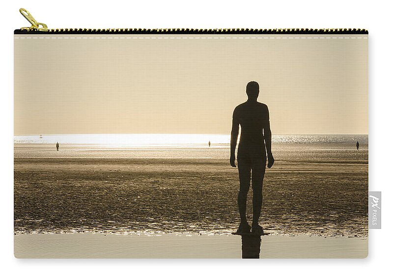 Sculpture Zip Pouch featuring the photograph Men of Crosby by Spikey Mouse Photography