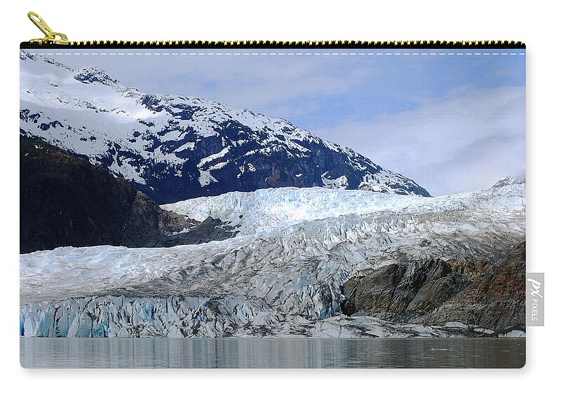 Mendenhall Glacier Zip Pouch featuring the photograph Mendenhall Glacier by Ray Fairbanks