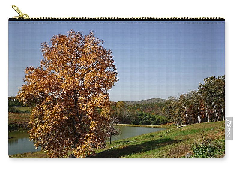 Red Zip Pouch featuring the photograph Mercier Orchards by Rafael Salazar