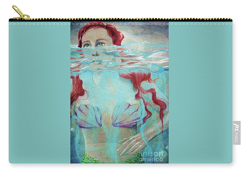 Pastel By My Second Daughter Zip Pouch featuring the digital art Mermaid by Annie Gibbons