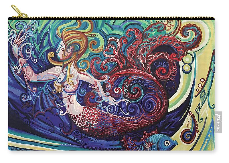 Mermaid Zip Pouch featuring the painting Mermaid Gargoyle by Genevieve Esson