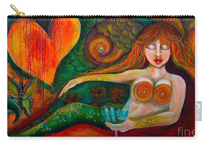 Mermaid Art Carry-all Pouch featuring the painting Mermaid Musing by Deborha Kerr