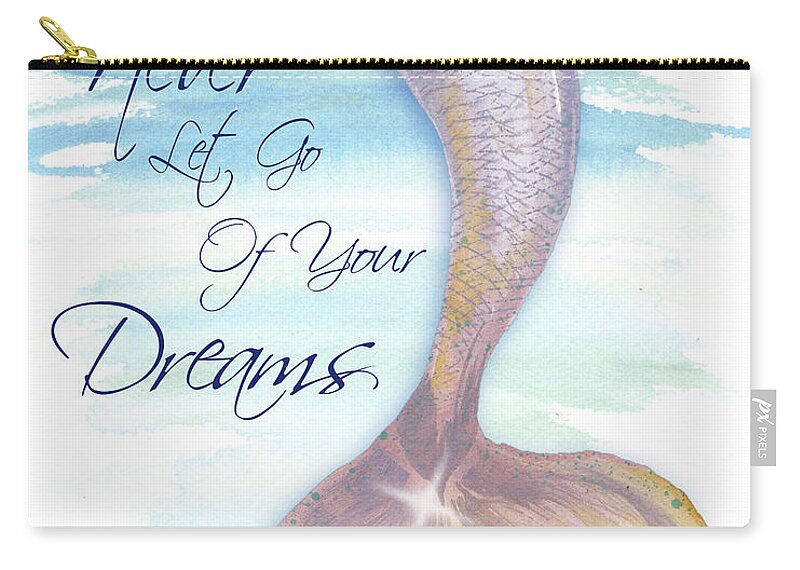 Mermaid Zip Pouch featuring the painting Mermaid Tail II (never Let Go Of Dreams) by Elizabeth Medley