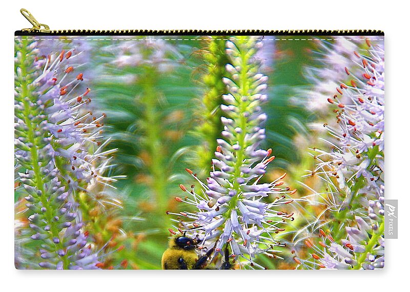 Flower And Bumble Bee Zip Pouch featuring the photograph Merry Go Round by Byron Varvarigos