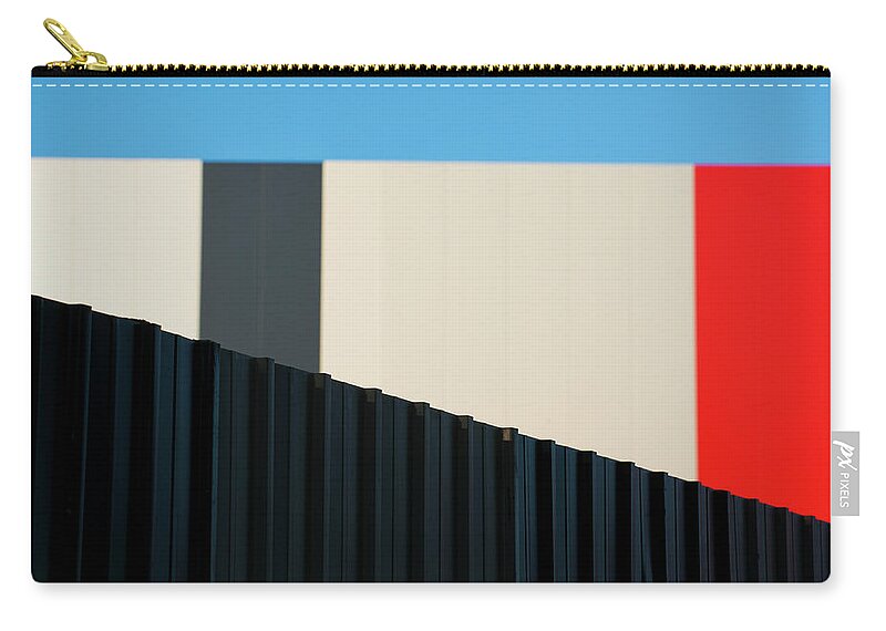Tin Zip Pouch featuring the photograph Metallic Fence Against Modern Colorful by Paolo Carnassale