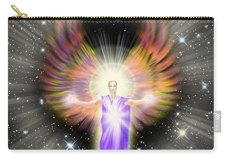 Metatron Zip Pouch featuring the digital art Metatron With Stars by Endre Balogh