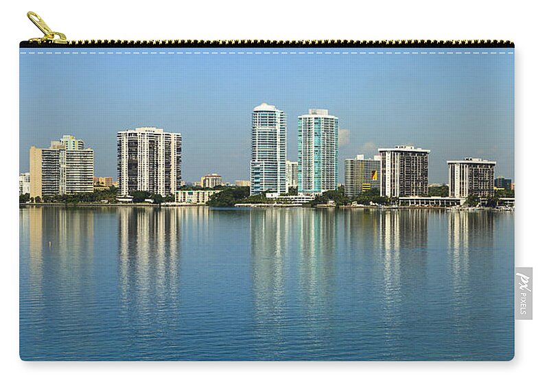 Architecture Zip Pouch featuring the photograph Miami Brickell Skyline by Raul Rodriguez