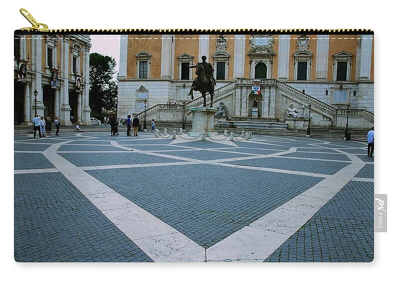 Capitoline Hill Zip Pouch featuring the photograph Michael Angelo's Campidoglio by Eric Tressler