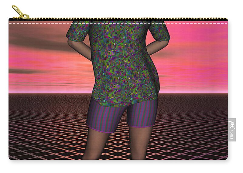 Portrait Zip Pouch featuring the digital art Michelle on a Grid by Judi Suni Hall