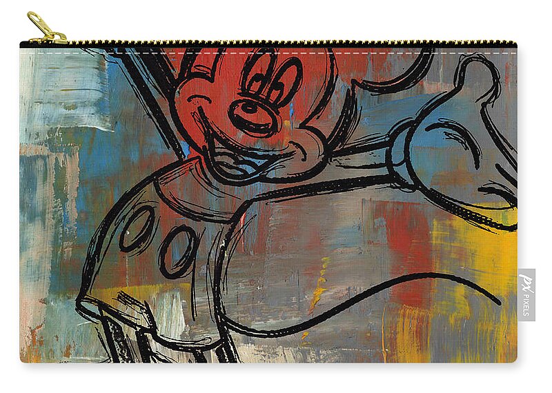 Wright Zip Pouch featuring the digital art Mickey Mouse Sketchy Hello by Paulette B Wright