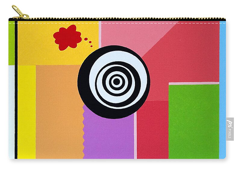 Geometric Zip Pouch featuring the painting Mid Century Conflict by Thomas Gronowski
