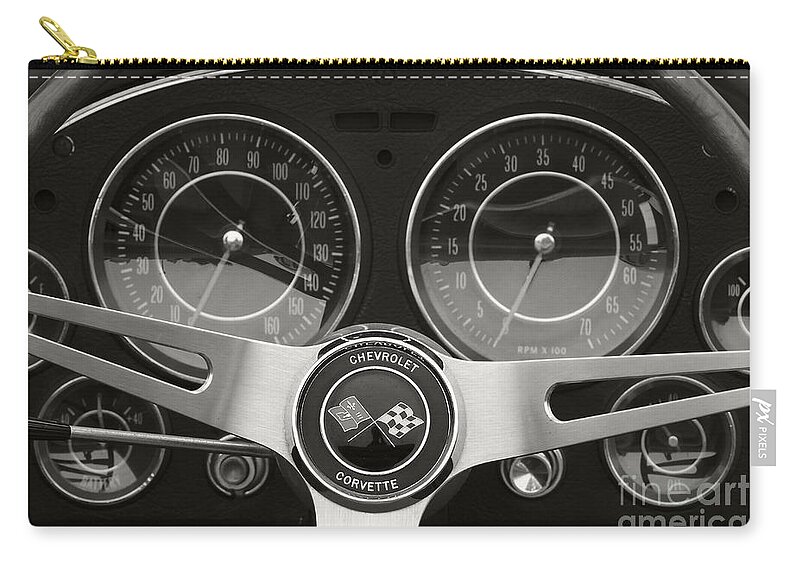 Chevrolet Zip Pouch featuring the photograph Mid Year Corvette Dash by Dennis Hedberg