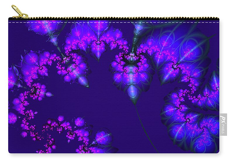 Fractal Zip Pouch featuring the digital art Midnight Blossoms by Judi Suni Hall