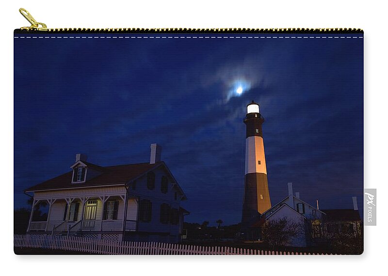 9431 Zip Pouch featuring the photograph Midnight Moon Over Tybee Island by Gordon Elwell