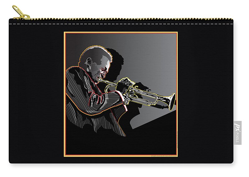 Miles Davis Zip Pouch featuring the digital art Miles Davis Legendary Jazz Musician by Larry Butterworth