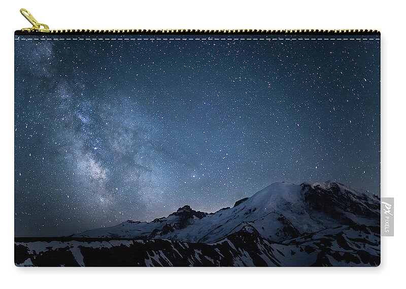 Scenics Carry-all Pouch featuring the photograph Milky Way Over Mount Rainier by Ed Leckert
