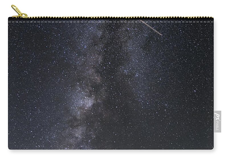 Enchanted Rock Zip Pouch featuring the photograph Milky Way Vertical Panorama at Enchanted Rock State Natural Area - Texas Hill Country by Silvio Ligutti