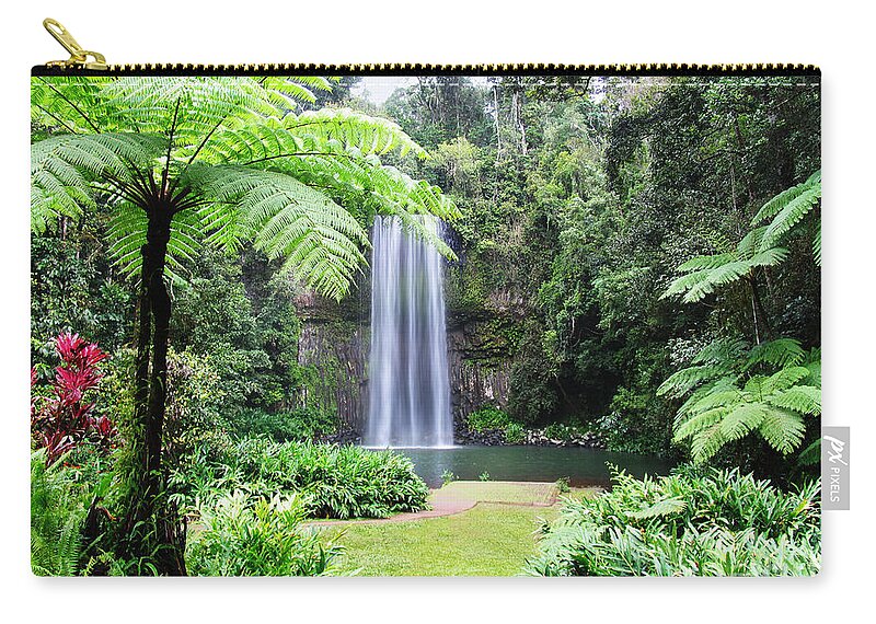 Waterfalls Zip Pouch featuring the photograph Millaa Millaa Falls by Linda Lees