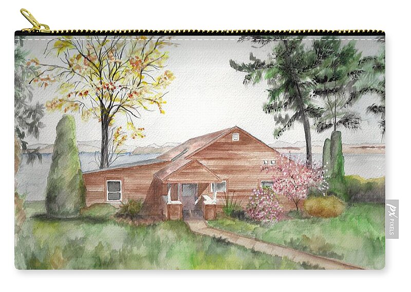 Camp Zip Pouch featuring the painting Mills Point Colchester Vermont by Judith Rice