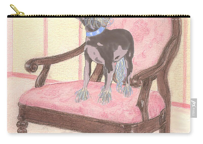 Chinese Crested Zip Pouch featuring the mixed media Ming by Stephanie Grant