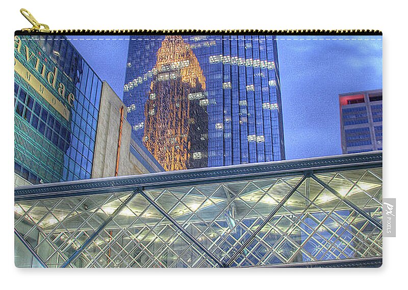 Minneapolis Skyline Zip Pouch featuring the photograph Minneapolis Skyline Photography Nicollet Mall Winter Evening by Wayne Moran